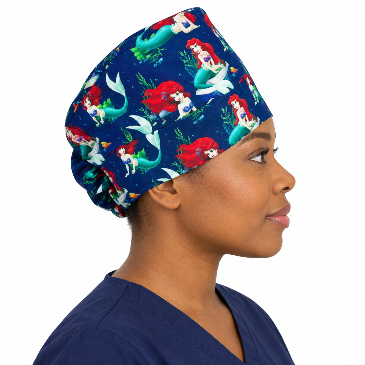 Charlotte médicale en tissu coton – Motif Arielle | Le Monde du Calot