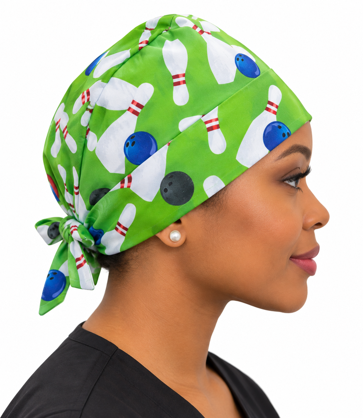 Calot médical bloc opératoire en coton – Motif Bowling