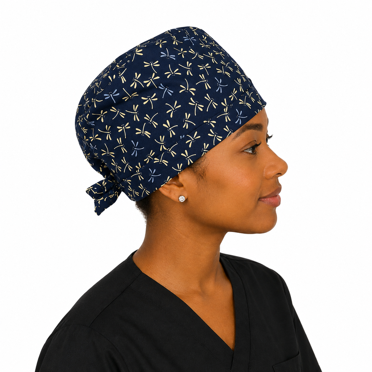 Calot médical bloc opératoire en coton – Motif Libellules – Taille adulte unisexe