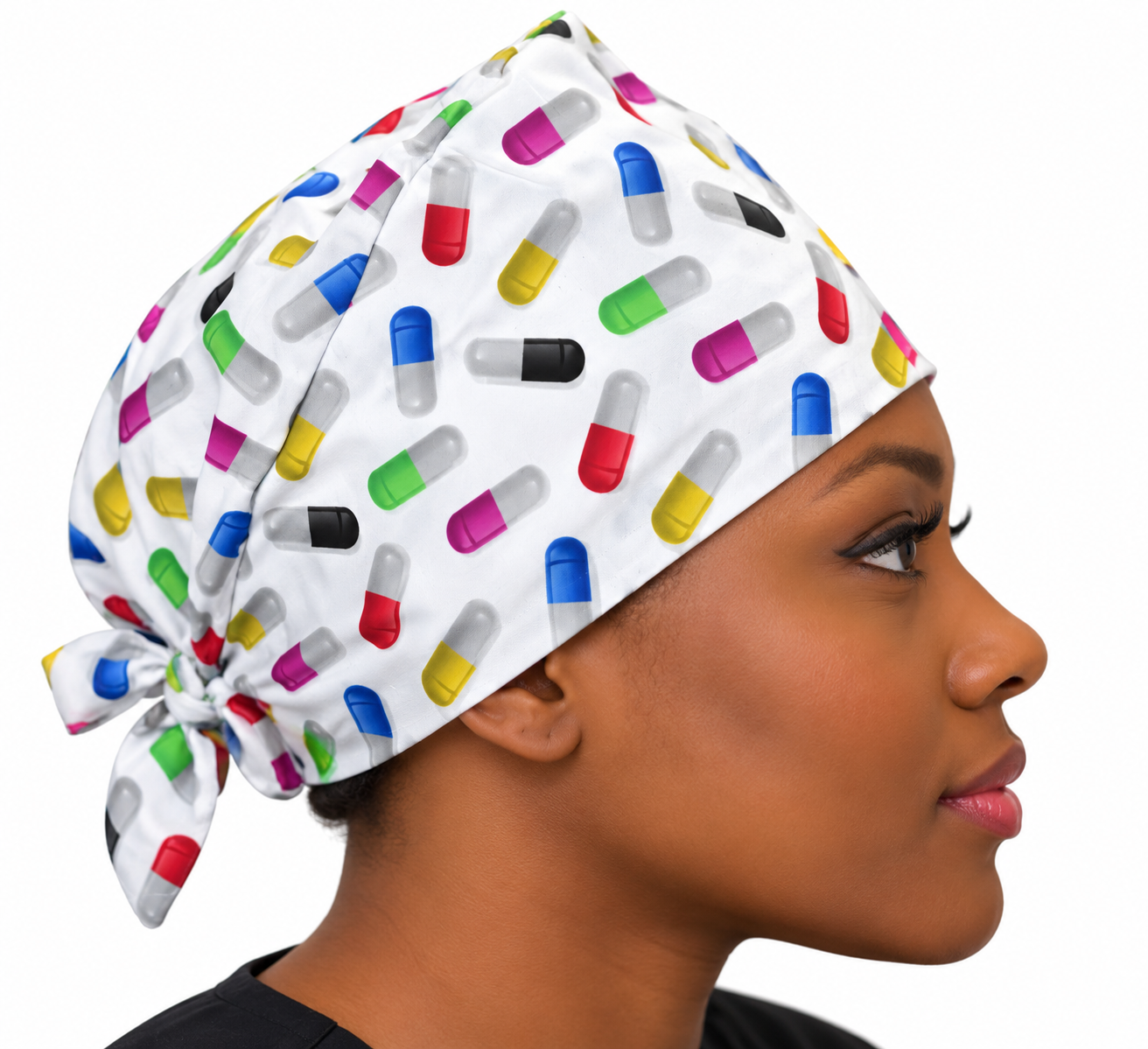 Calot médical bloc opératoire en coton – Motif Gélules