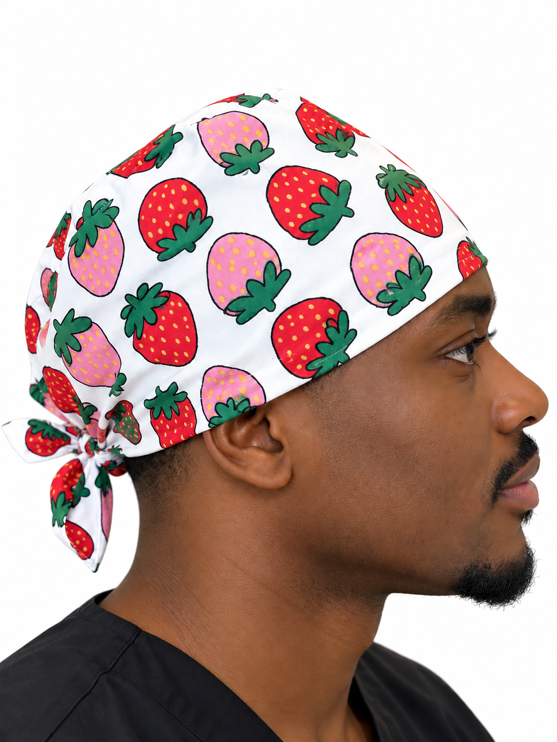 Calot médical en coton – Motif Fraises – Taille adulte unisexe
