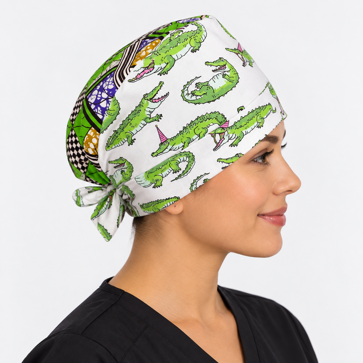 Calot médical bloc opératoire en coton – Motif Crocodiles | Le Monde du Calot
