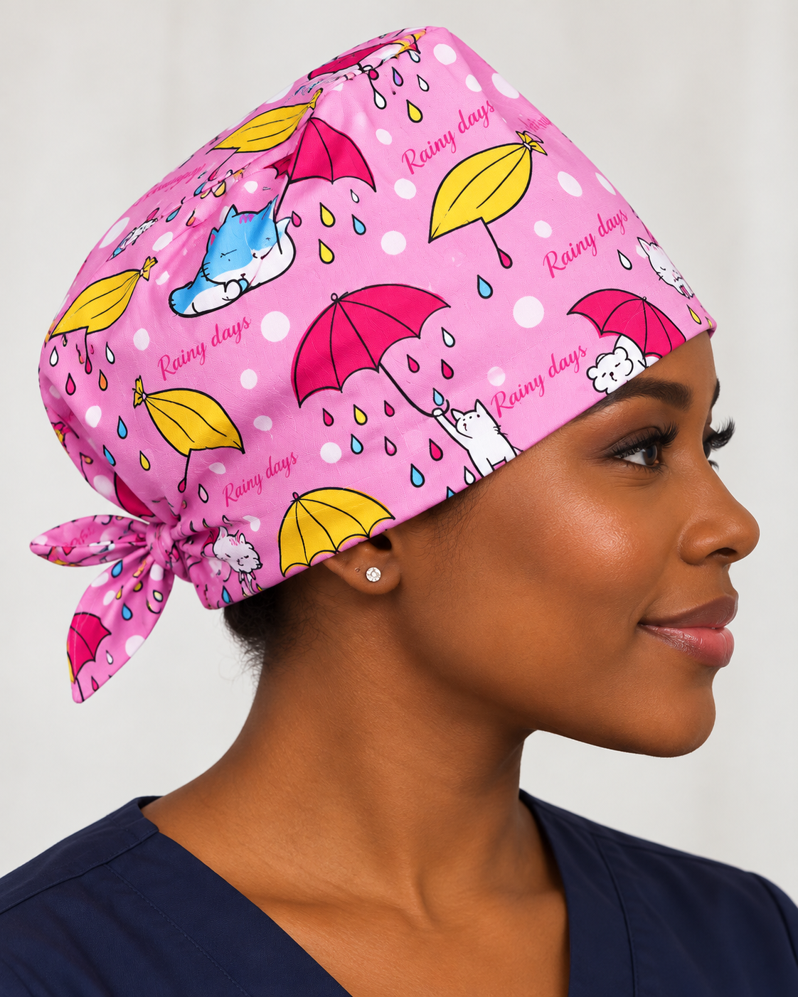 Coiffe de chirurgien en coton – Rainy days | Le Monde du Calot