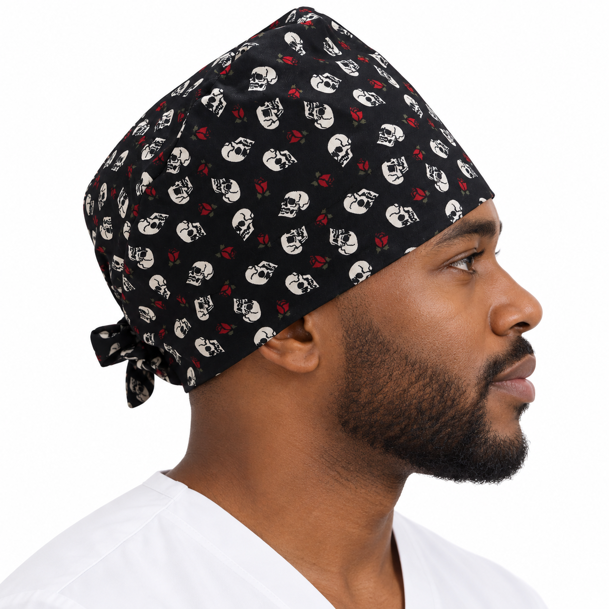 Calot médical bloc opératoire en coton – Motif Crane