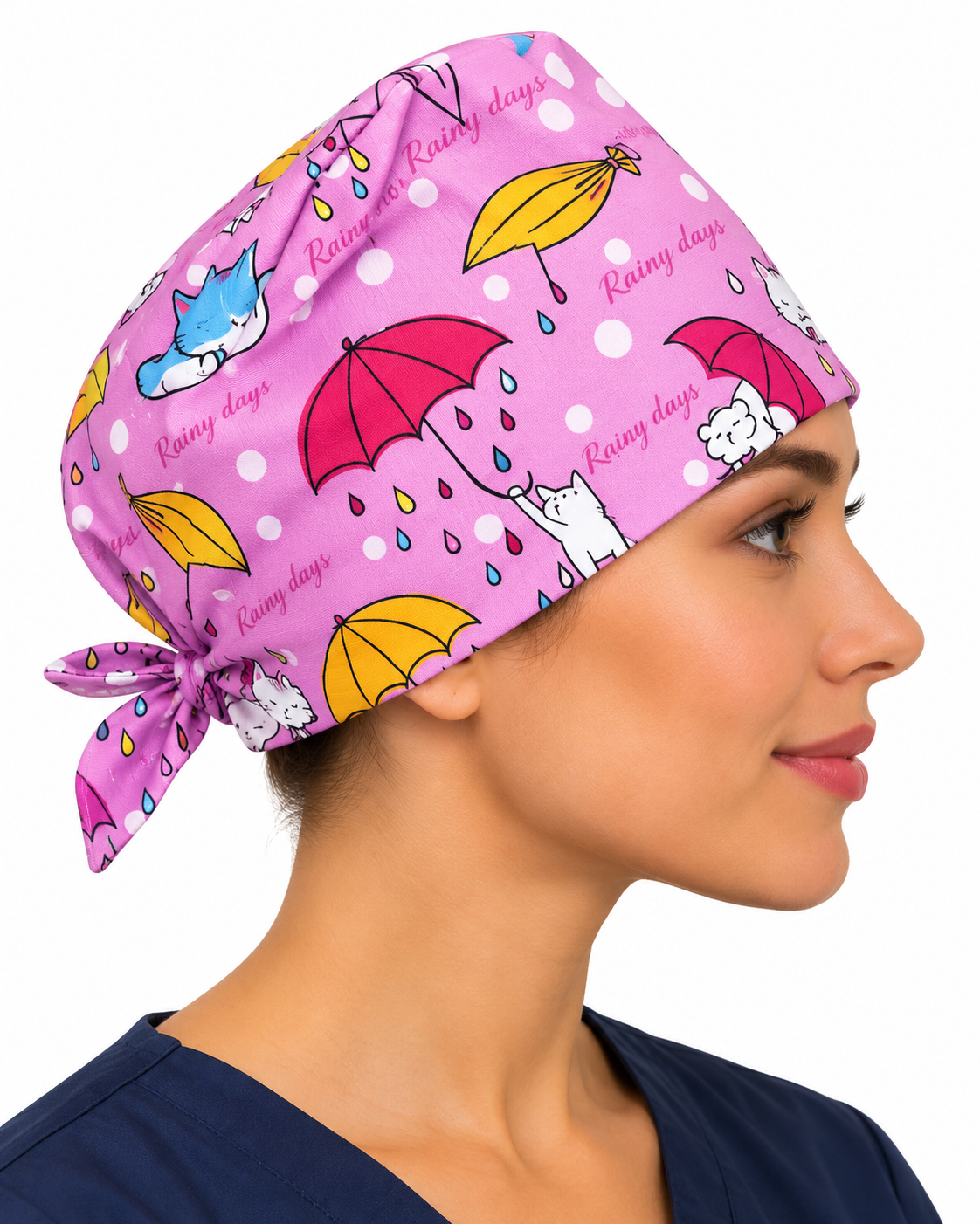 Coiffe de chirurgien en coton – Rainy days | Le Monde du Calot