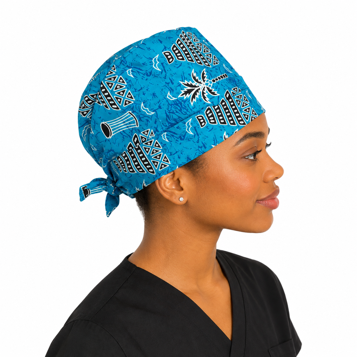 Calot médical bloc opératoire en coton – Motif wax Couleur Afrique – Taille adulte unisexe