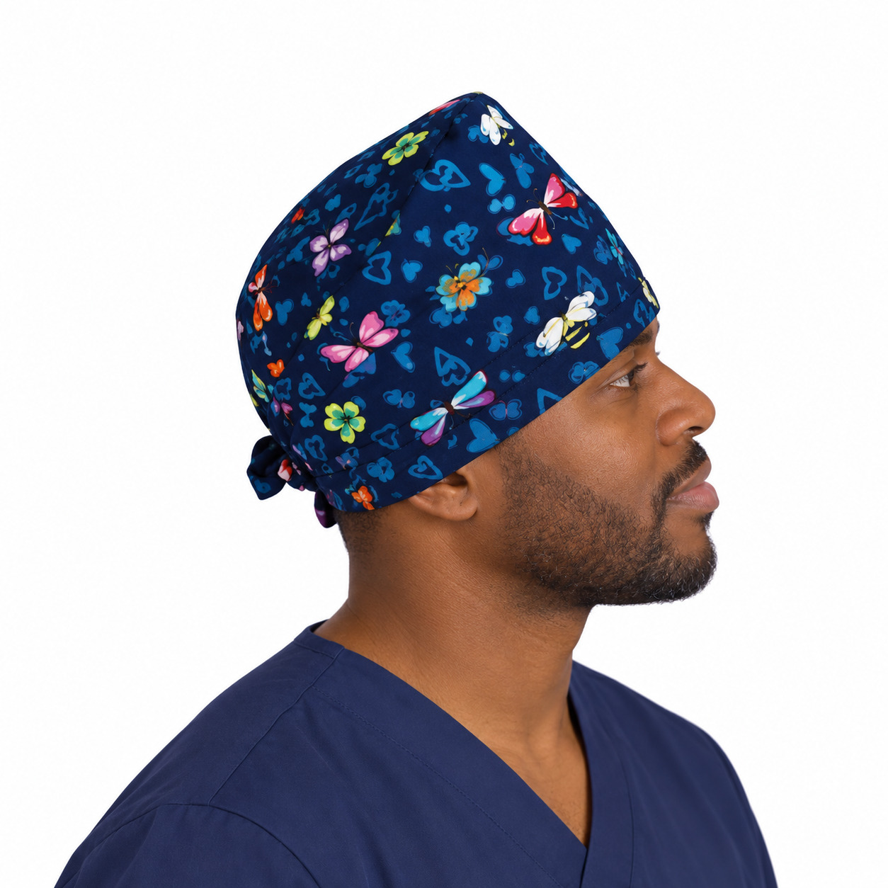 Calot médical bloc opératoire en coton – Motif Papillons