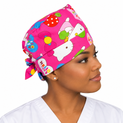 Calot médical bloc opératoire en coton – Motif Chaton (inspiré Hello Kitty)