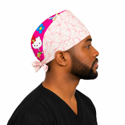 Calot médical bloc opératoire en coton – Motif Chaton (inspiré Hello Kitty) | Le Monde du Calot