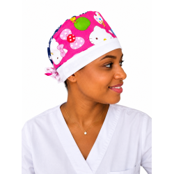 Calot médical bloc opératoire en coton – Motif Chaton (inspiré Hello Kitty) | Le Monde du Calot