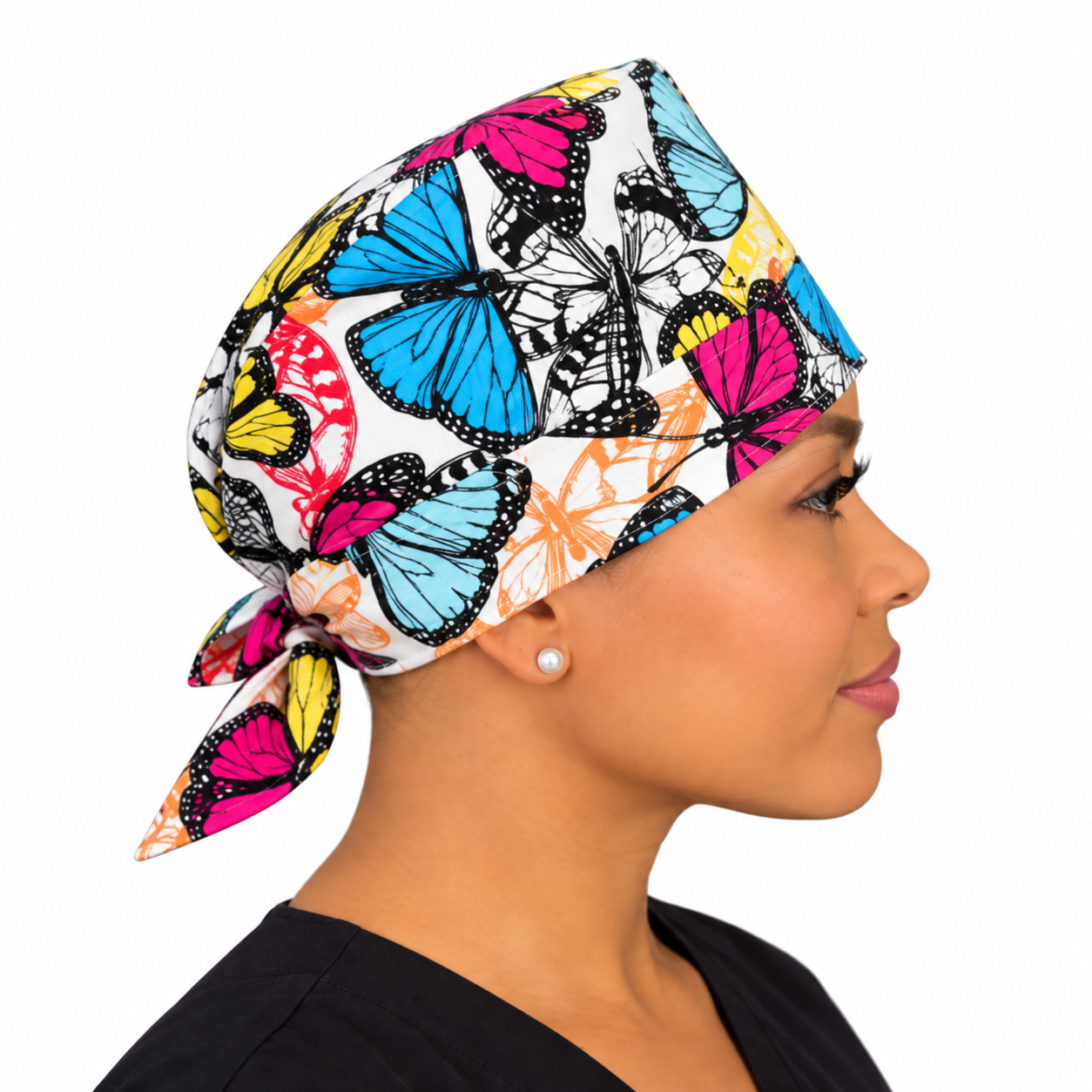 Calot médical bloc opératoire en coton – Motif Papillons
