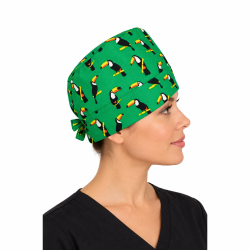 Calot médical bloc opératoire en coton – Motif Toucan