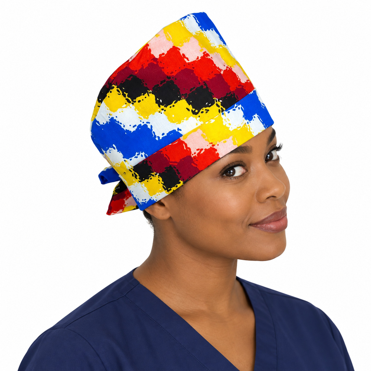 Calot médical bloc opératoire – Motif Ambiance d’Afrique, lavable et ajustable