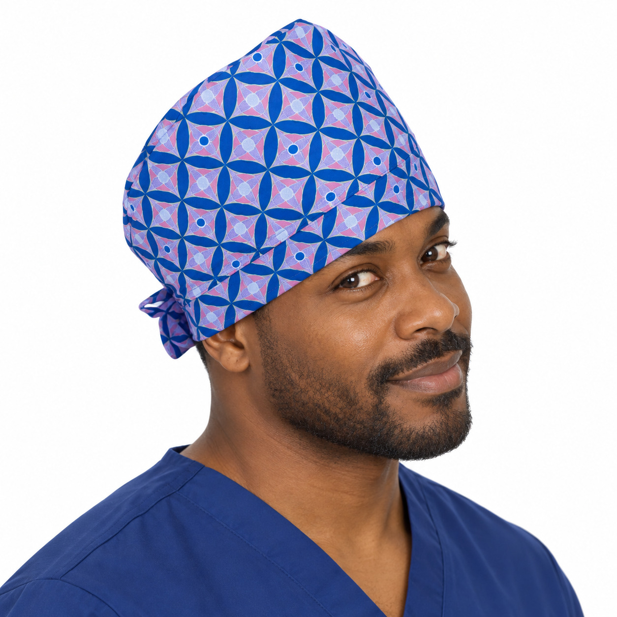 Calot médical bloc opératoire en coton – Losange bleu – Taille adulte unisexe | Le Monde du Calot